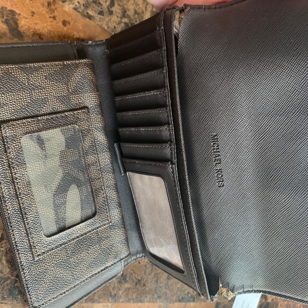 Michael kors trifold wallet with check book insert